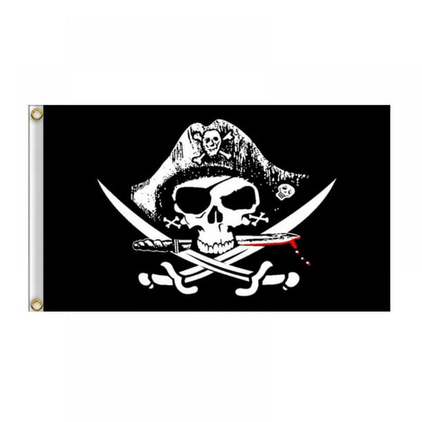 3x5 Jolly Roger Eye Patch Pirate Skull Double Sided Flag 3'x5' Grommets